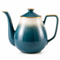 Elegante Handgefertigte Blaue Teekanne mit Goldakzenten, 1200ml