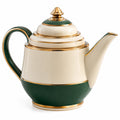 Porzellan Teekanne mit Goldrand, Elfenbein/Grün, 1000ml