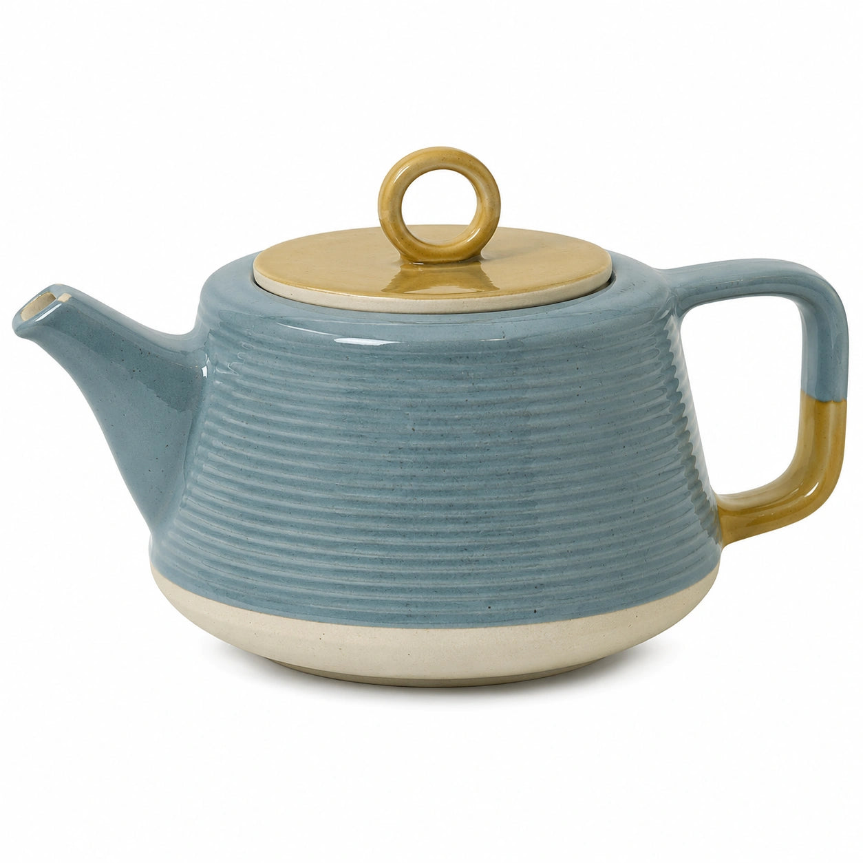 Keramik-Teekanne, 1000ml, Blau/Gelb