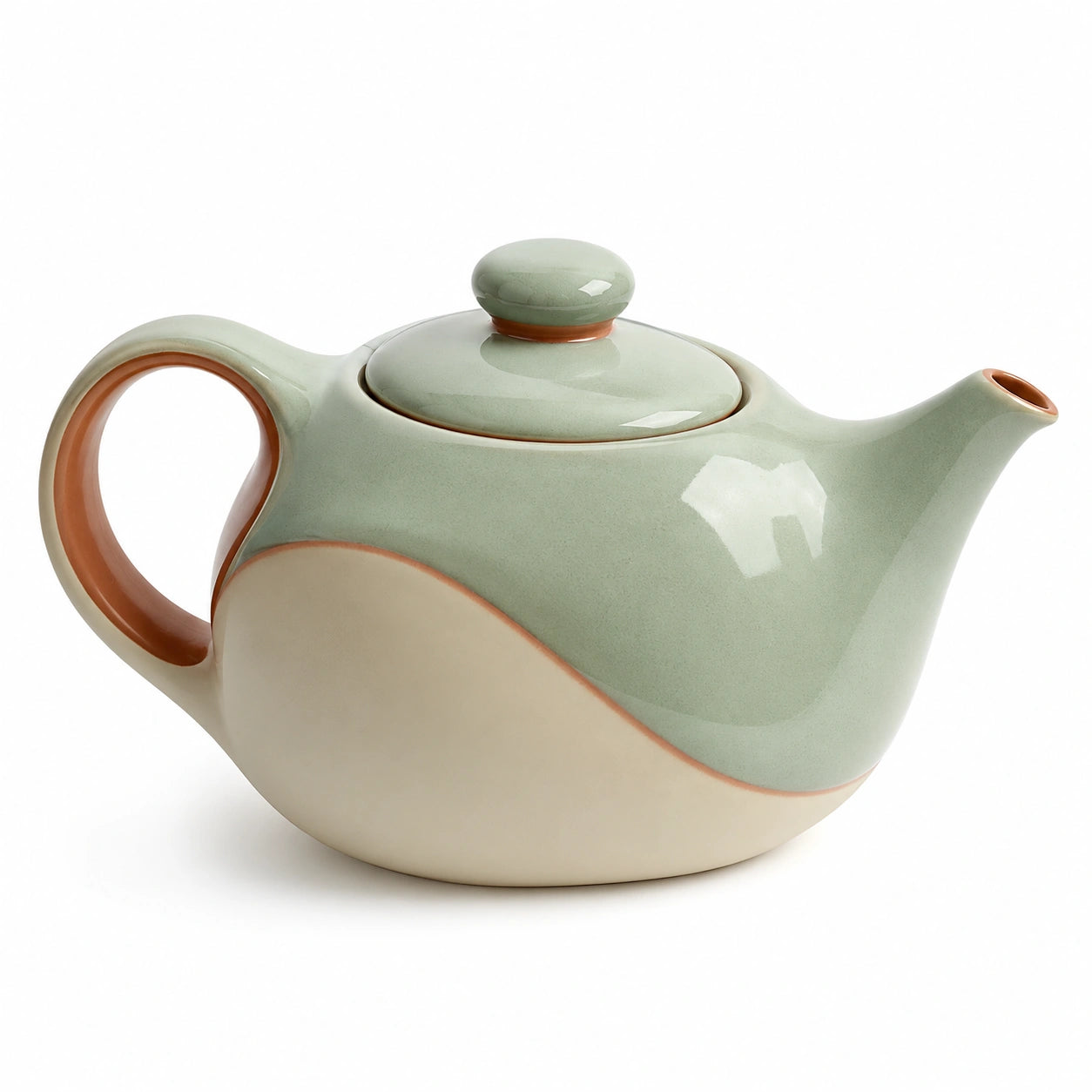 Elegante Teekanne 1200ml Grün/Beige