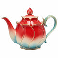 Elegante Teekanne in Blütenform Rot-Blau mit 800ml Kapazität