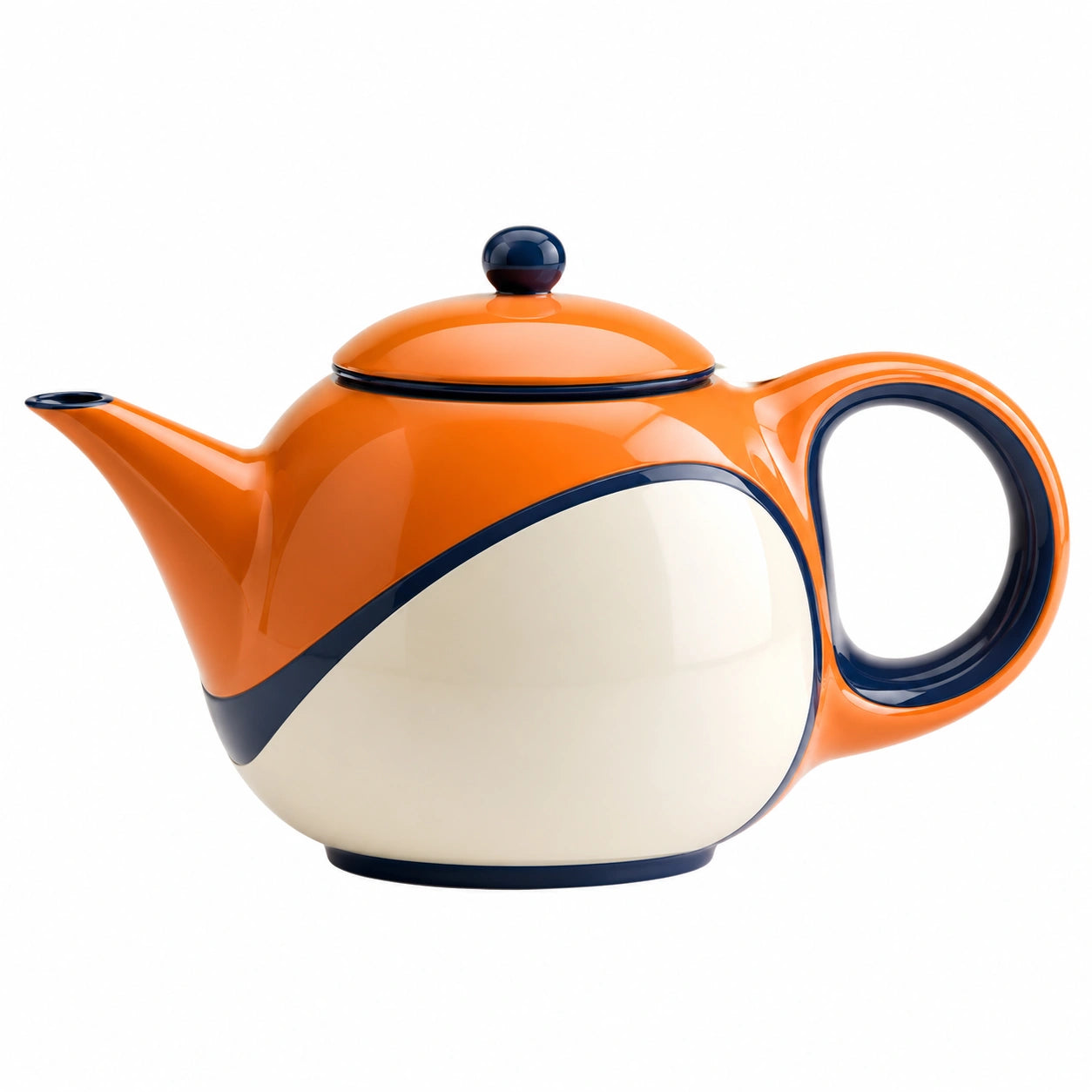 Keramische Teekanne 1200ml in Orange und Weiß
