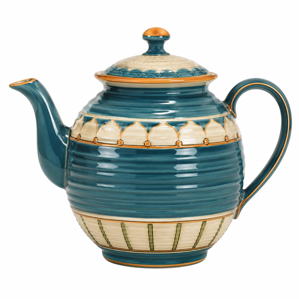 Traditionelle handgefertigte Teekanne 1.5L in Blau-Creme