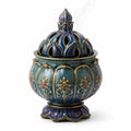 Keramik Räuchergefäß Lotus Design Blaugrün