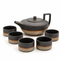 Modernes Keramik-Tee-Service-Set in Schwarz und Braun