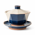 Keramik Gaiwan mit Untertasse Blau/Beige
