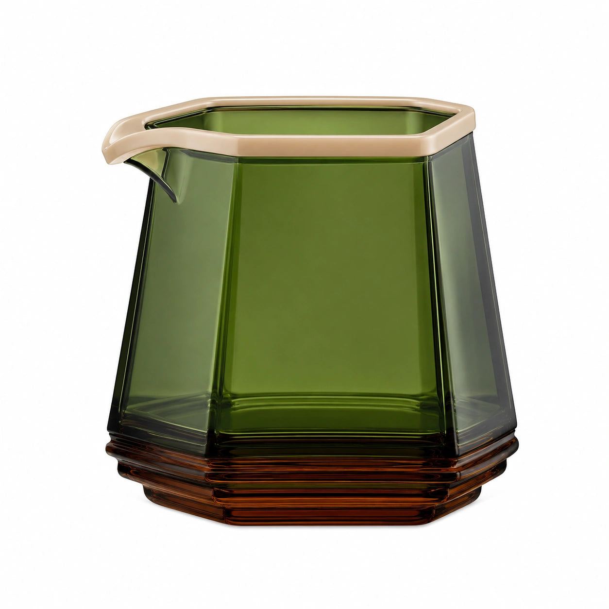 Hexagonale Glaskanne mit Ausgießer Grün/Braun 1000 ml