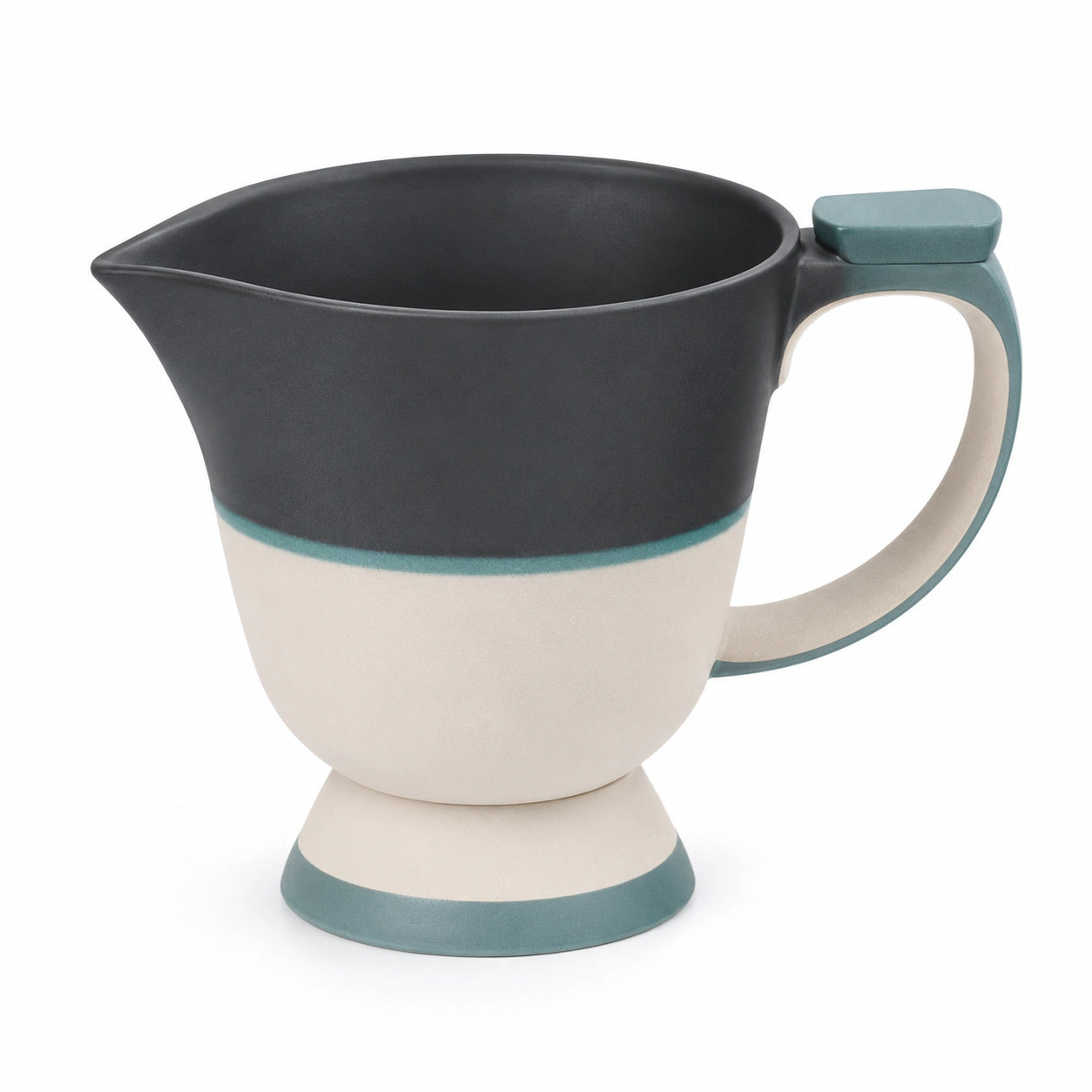 Keramikkanne mit Ausguss und Griff 600ml Schwarz/Grau