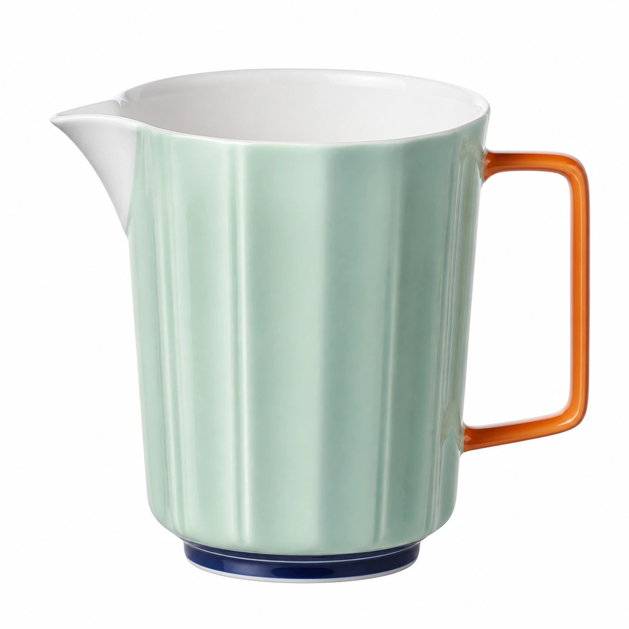 Moderner Keramikkrug 1200ml in Hellgrün mit Orange