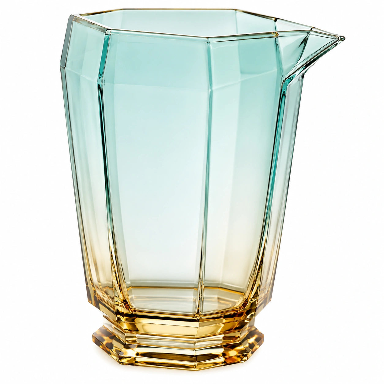 Facettierter Kristallglaskrug 1L Blau-Gold