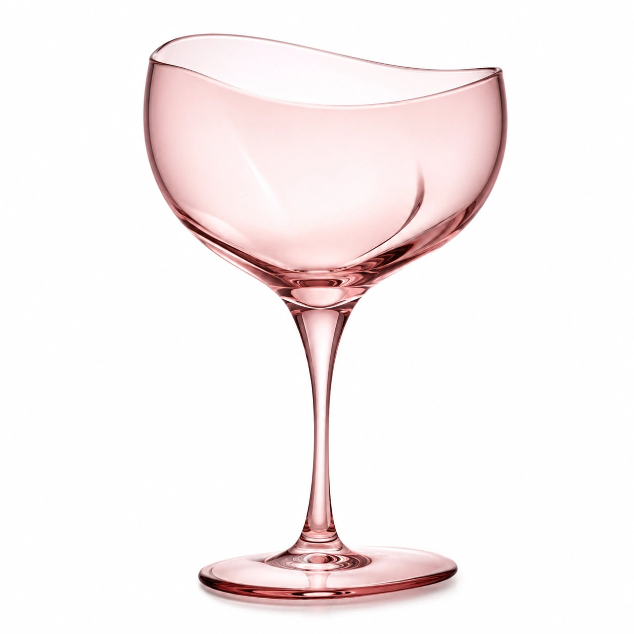 Rosa Cocktailglas mit geschwungener Form