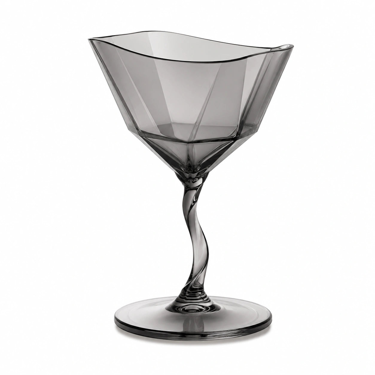 Elegantes Martini-Glas mit Drehdesign in Rauchgrau