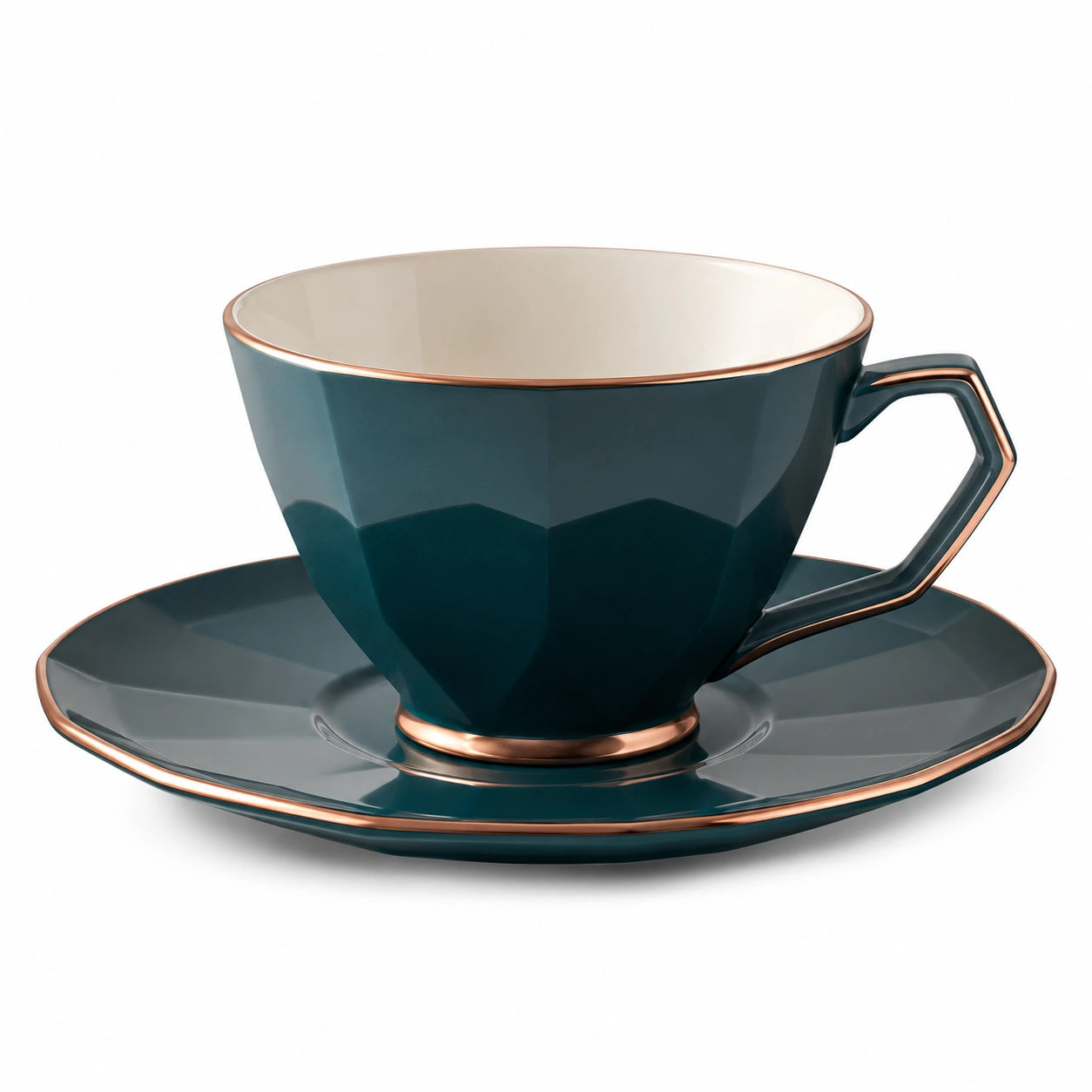 Porzellan Teetasse mit Untertasse in Dunkelgrün, 200ml