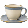 Elegante Keramiktasse mit Untertasse, 250ml, Grau/Beige