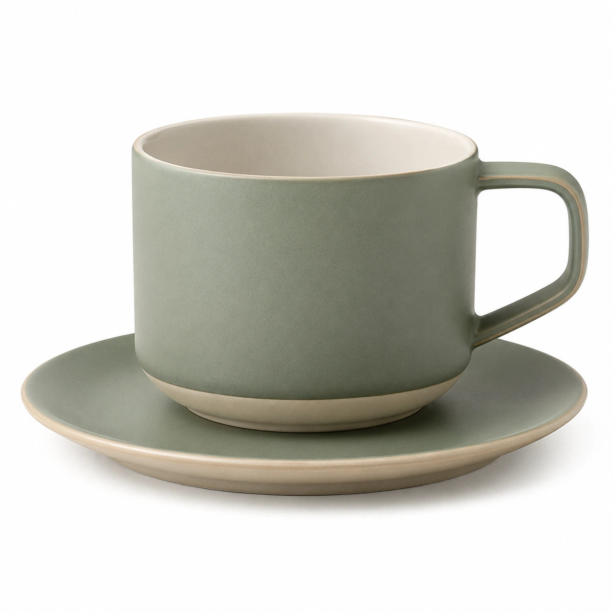 Elegante Grüne Teetasse mit Untertasse, 250ml