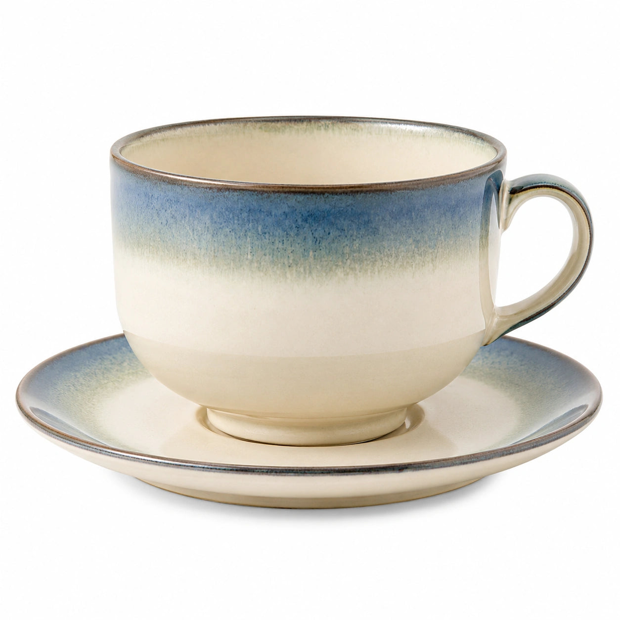 Teetasse mit Untertasse 250ml Ombre Design Blau/Beige