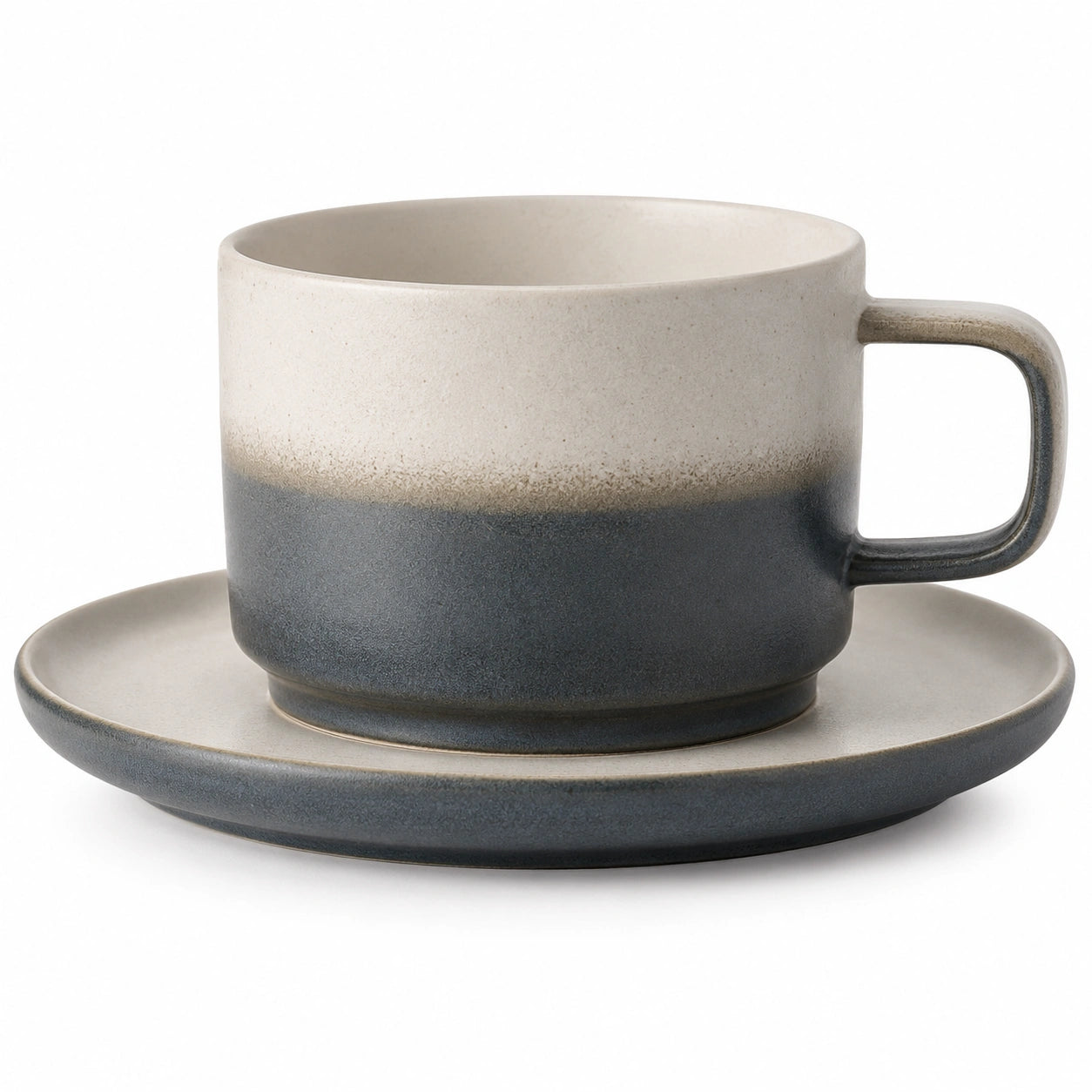 Handgefertigte Kaffeetasse mit Untertasse, 250ml, Graubeige