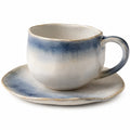 Blau Creme Verlauf Handgefertigte Keramiktasse mit Untertasse