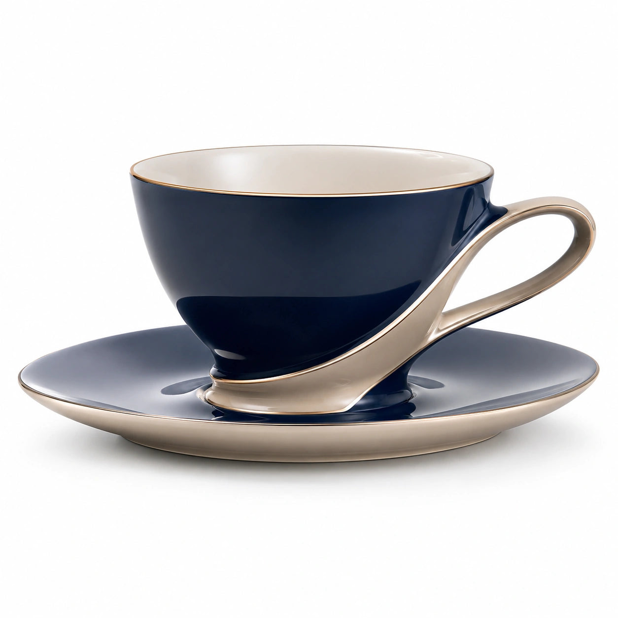Elegante Teetasse mit Untertasse, Dunkelblau, 250 ml