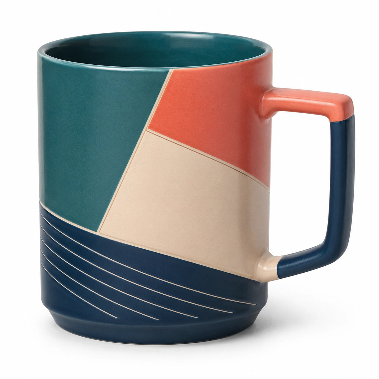 Keramikbecher mit geometrischem Design 400ml mehrfarbig