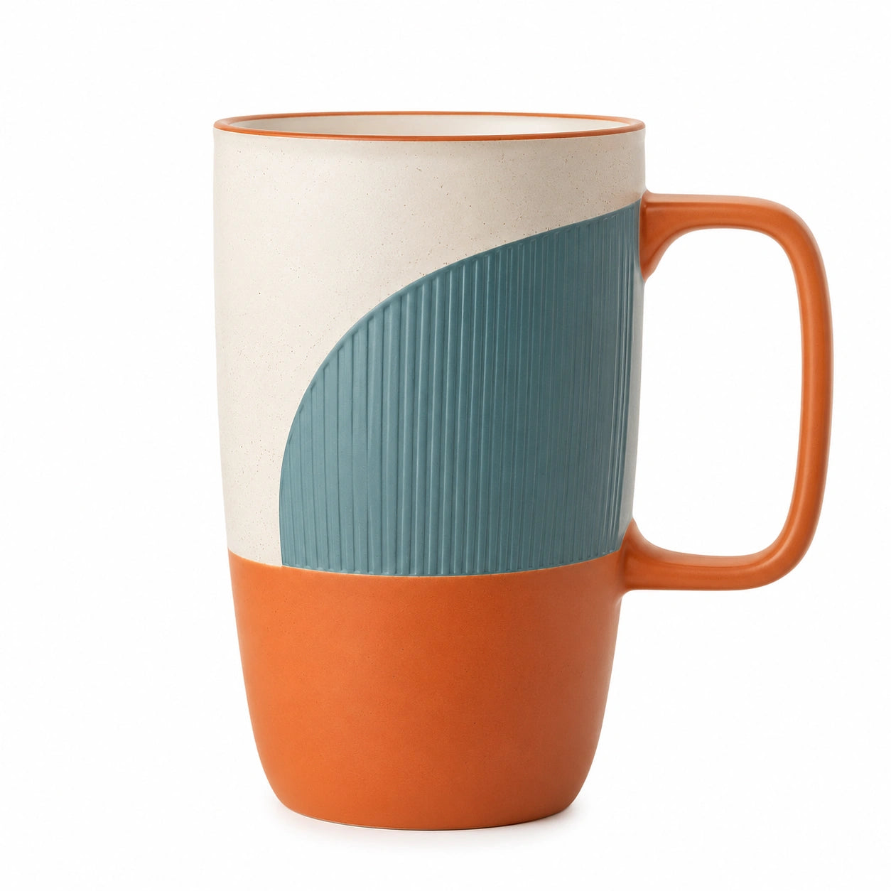 Keramiktasse 400ml mit Griff Orange/Blau