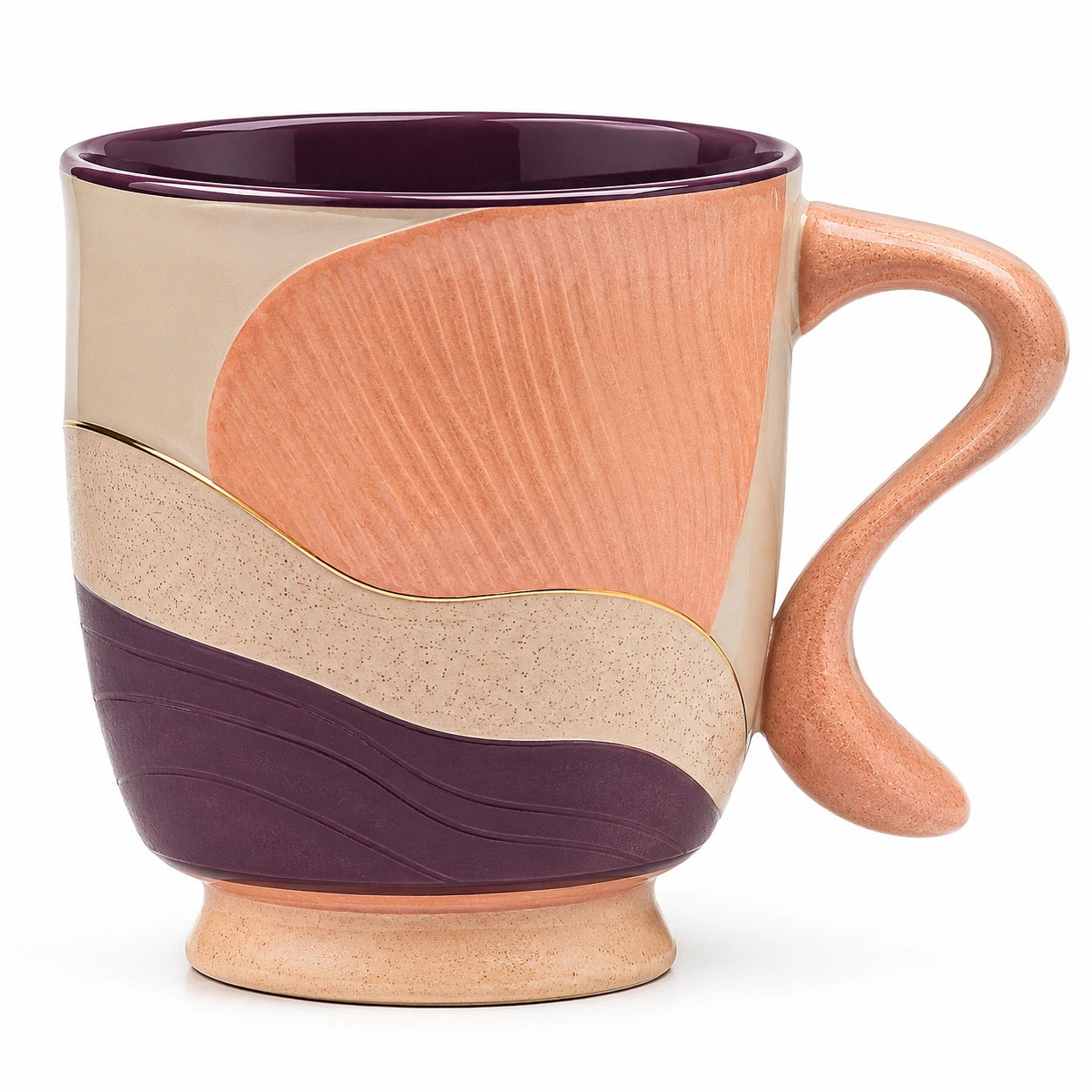 Keramikbecher Abstraktes Design 300 ml Lila und Orange